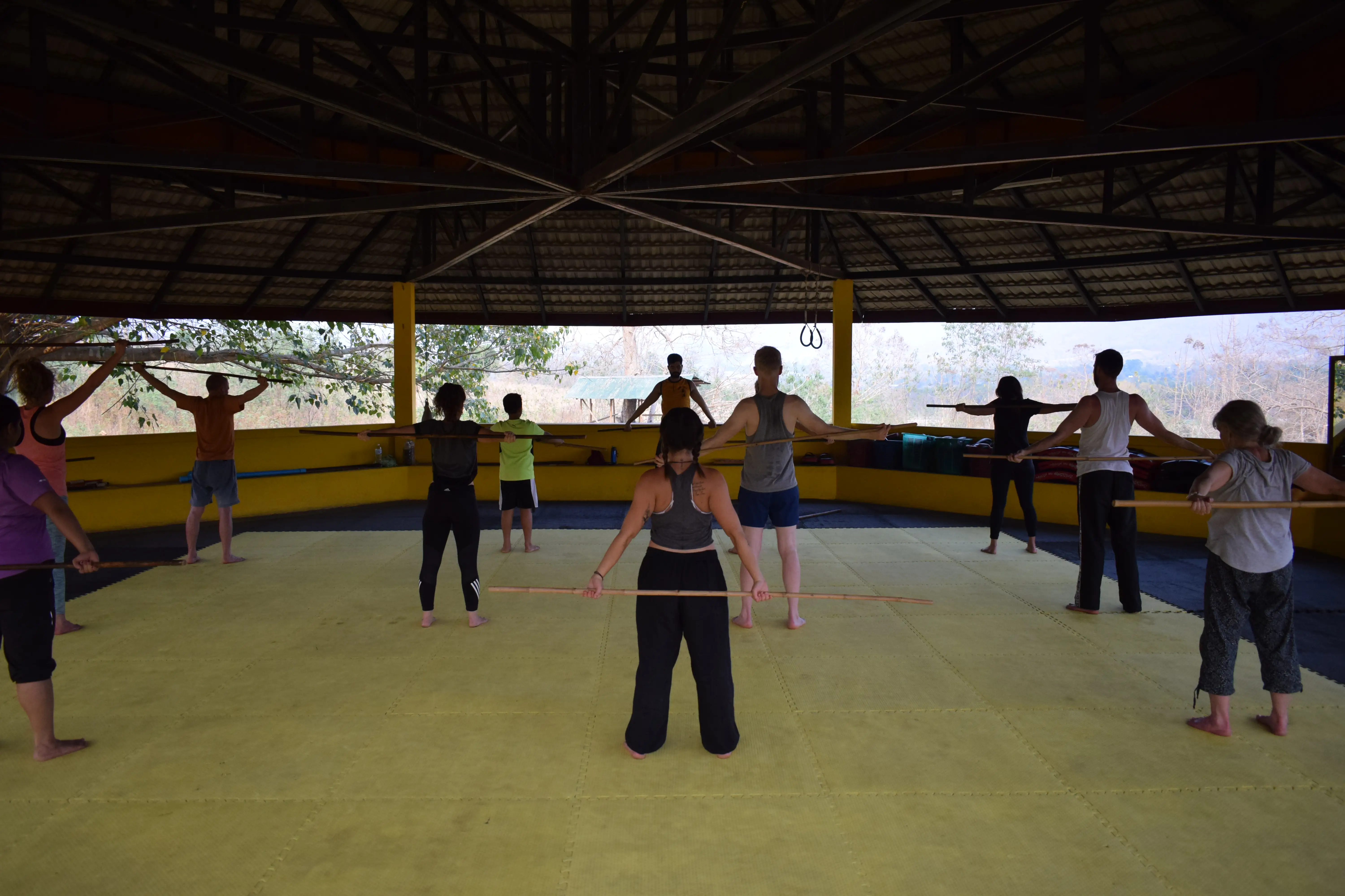 Thomas leading students during a Kung Fu lesson as part of the school's teacher training programme