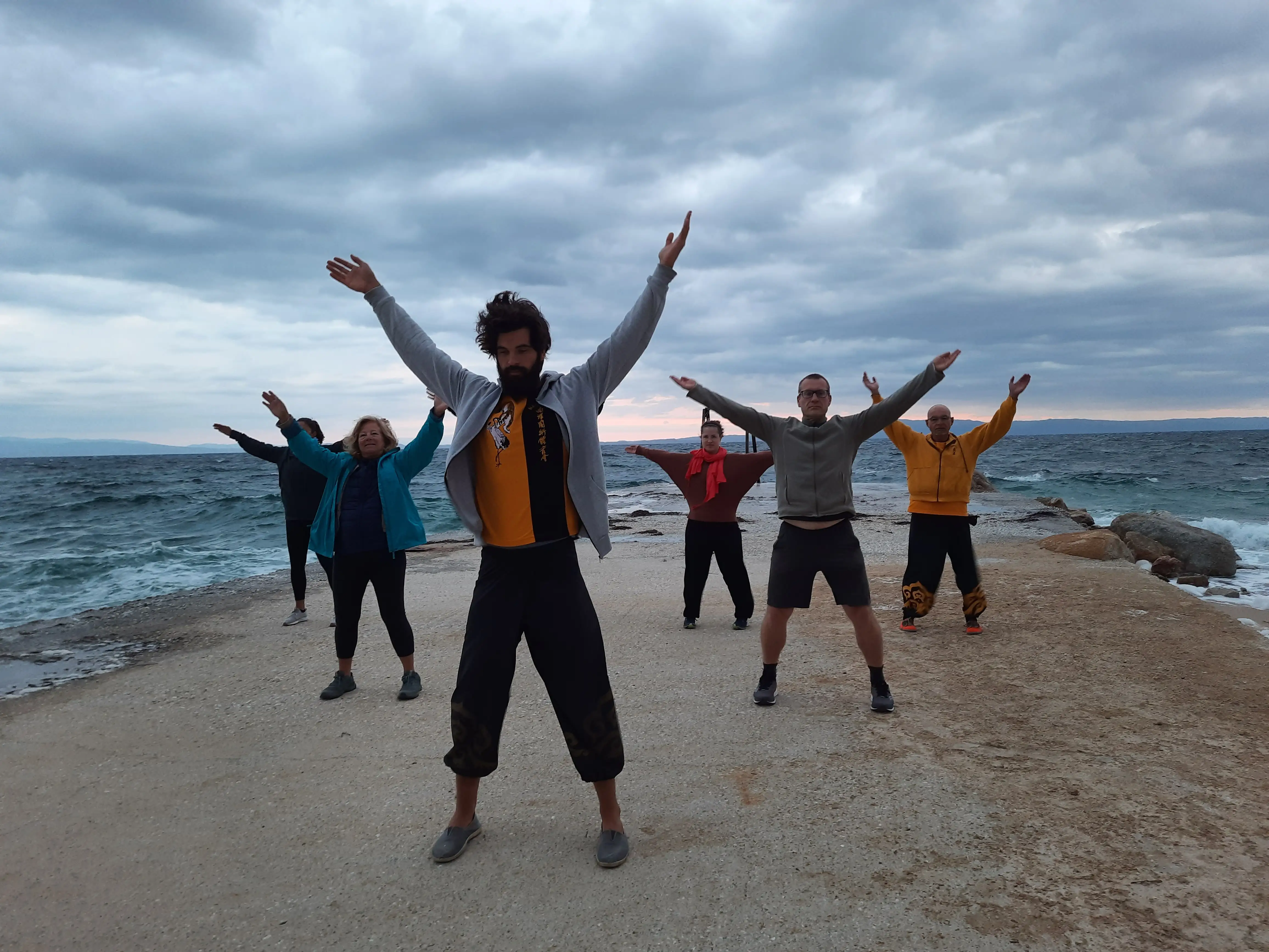 Early retreat Chi Kung training on the beaches of Corfu